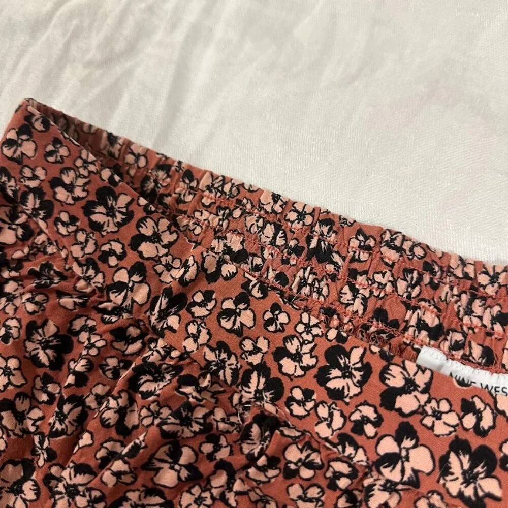 Nine West Orange Lightweight Floral Midi Skirt Size L | Boho, Swing, Cottagecore - Picture 6 of 11